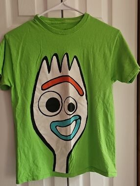 Kids Green Graphic Fork Face T-Shirt